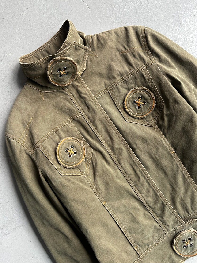 MOSCHINO - 2000s FITTED JACKET WITH OVERSIZED BUTTON DETAILS