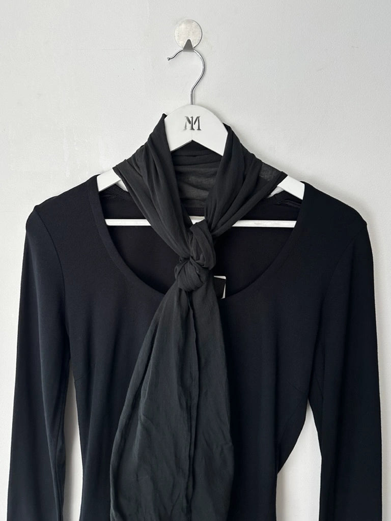 DRIES VAN NOTEN - late 1990s LONG SLEEVE TOP WITH OVERSIZED SCARF COLLAR