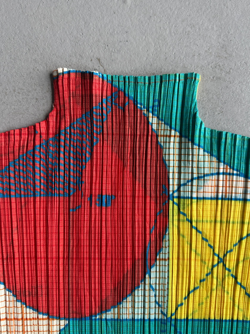ISSEY MIYAKE PLEATS PLEASE - S/S 1998 GEOMETRIC PRINT HALF SLEEVE TOP