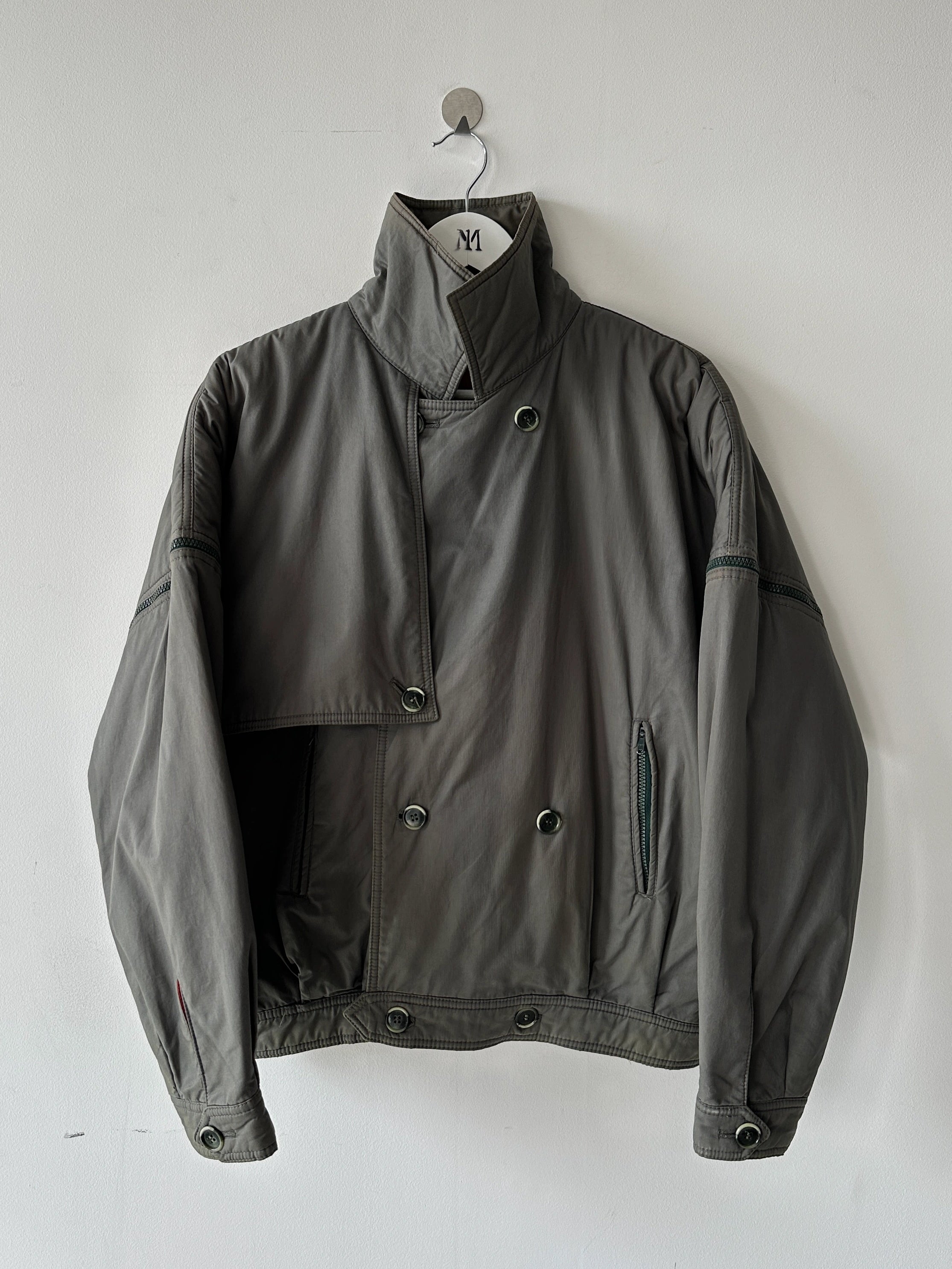NO LABEL 1980s 2 IN 1 DOUBLE BREASTED BOMBER JACKET GILET
