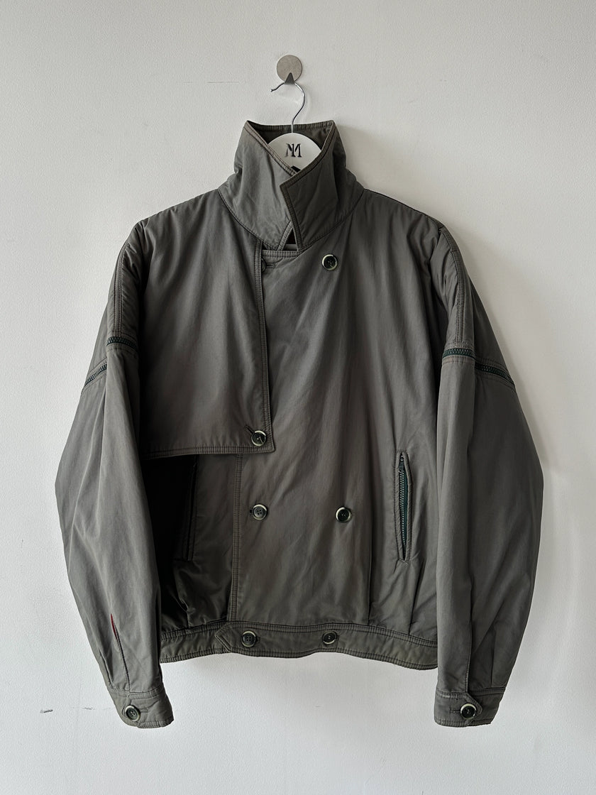 NO LABEL 1980s 2 IN 1 DOUBLE BREASTED BOMBER JACKET GILET