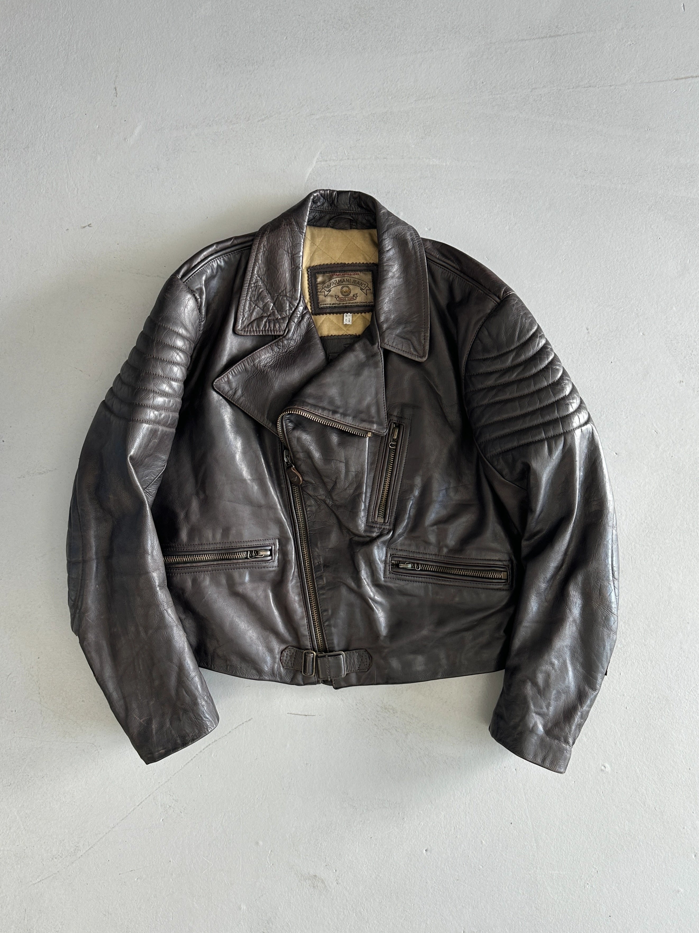 ARMANI JEANS - 1990s LEATHER BOMBER JACKET