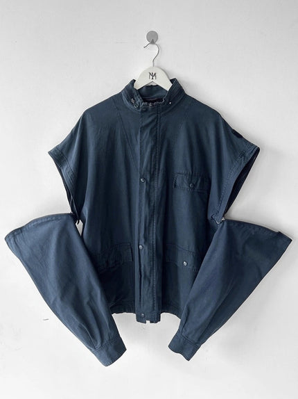 VALENTINO - 1980s 2 IN 1 COTON JACKET VEST WITH BACK PANEL DETAIL