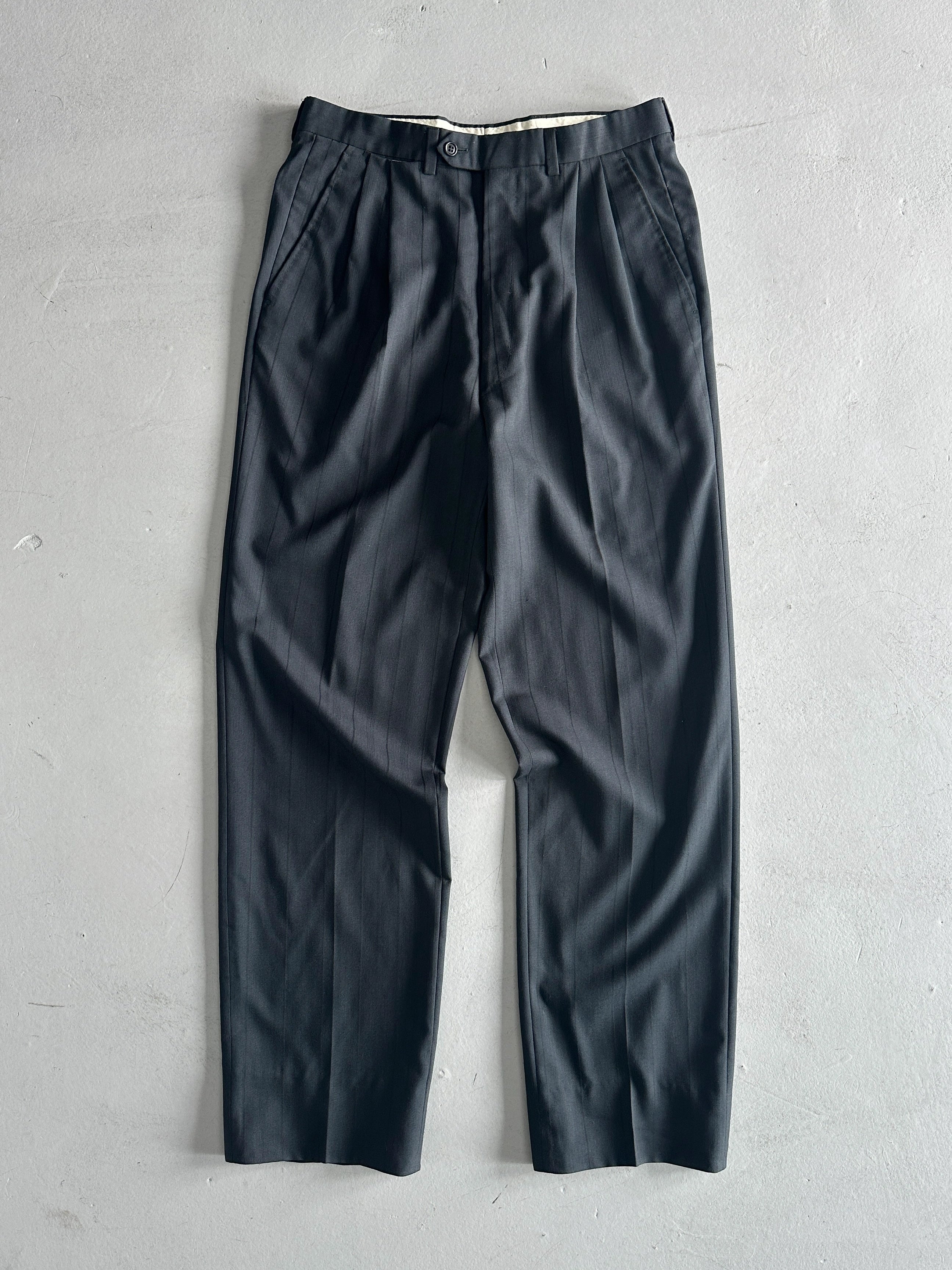 1990s PINSTRIPED FRONT PLEATS TAILORED TROUSERS
