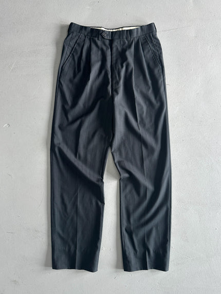 1990s PINSTRIPED FRONT PLEATS TAILORED TROUSERS