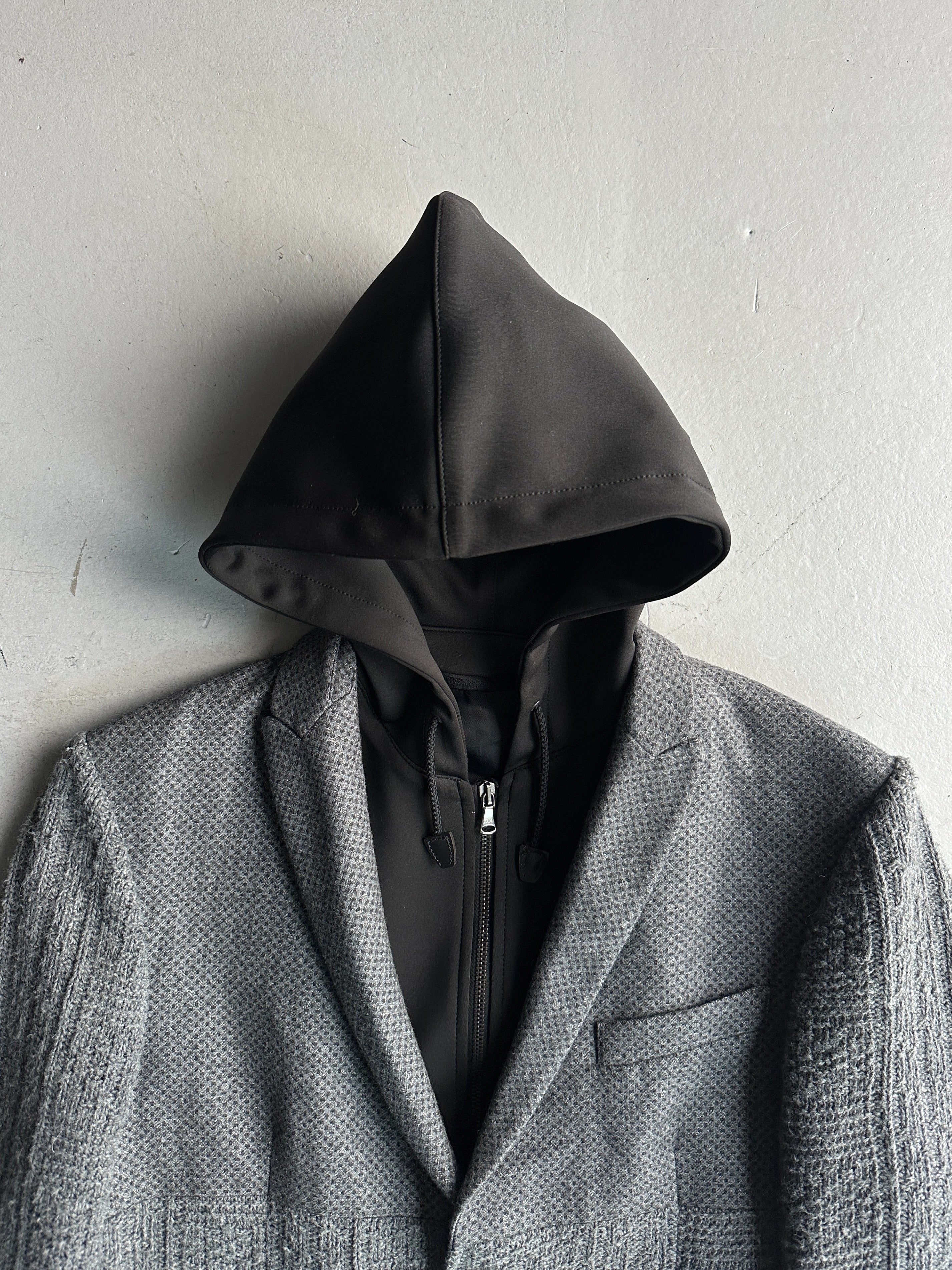 DANIELE ALESSANDRINI - 2000s SLIM FIT BLAZER WITH REMOVABLE HOOD PANEL