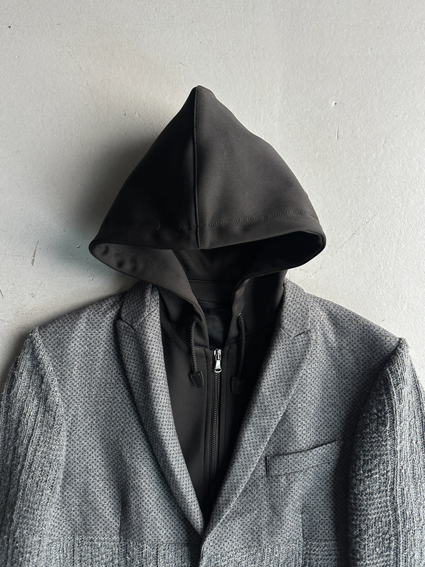 DANIELE ALESSANDRINI - 2000s SLIM FIT BLAZER WITH REMOVABLE HOOD PANEL