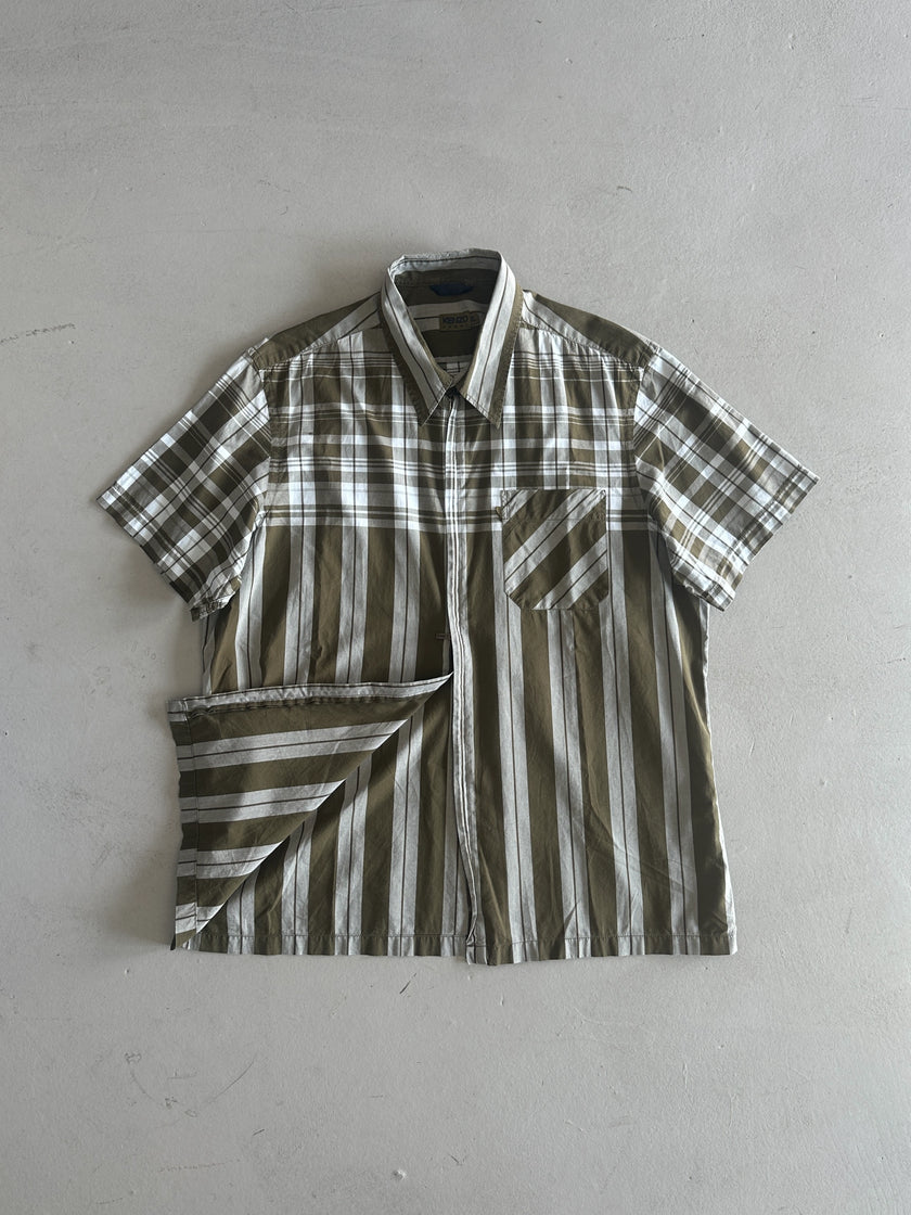 KENZO - 1990s ZIPPED HALF SLEEVE SHIRT