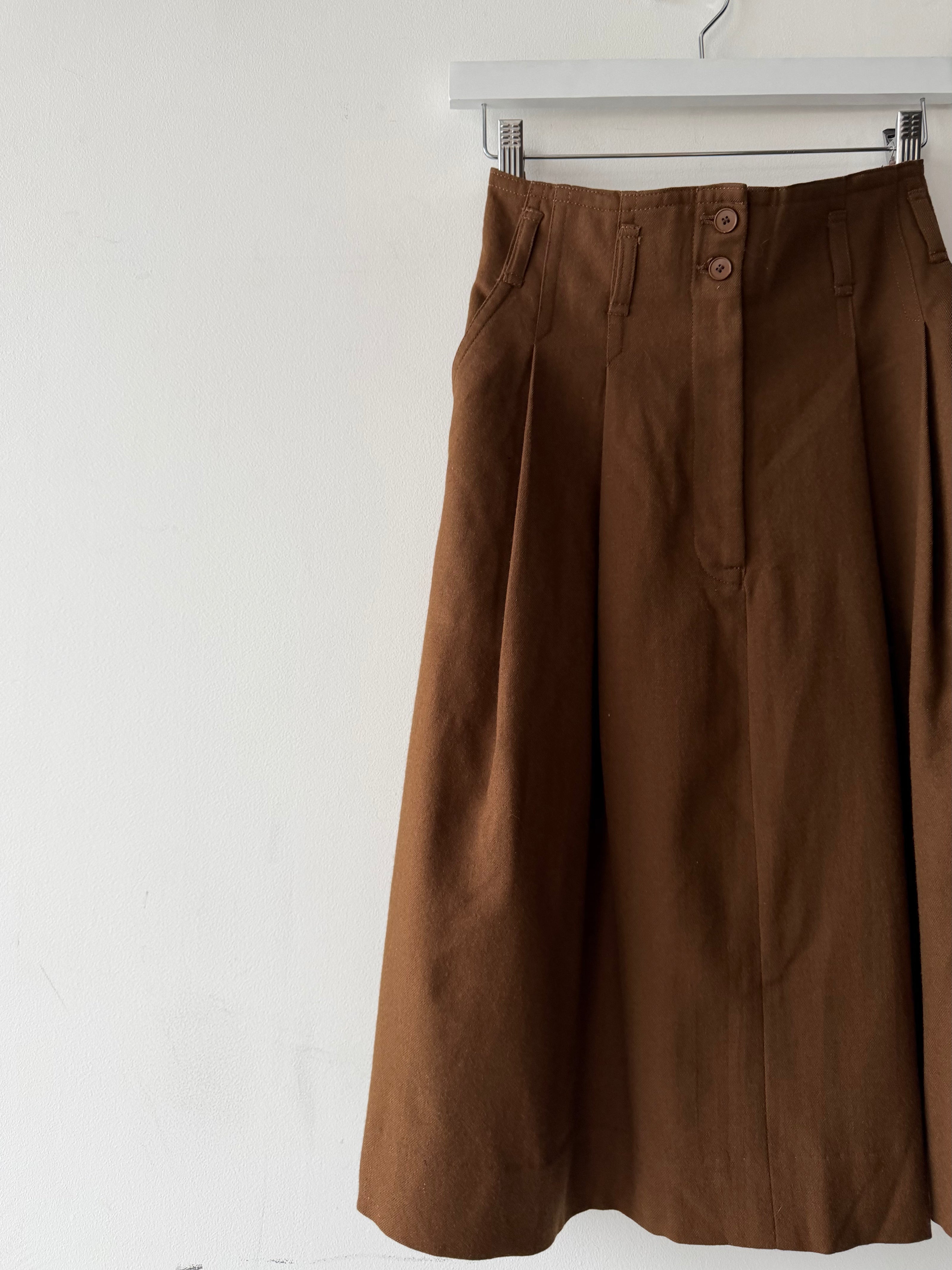 ISSEY MIYAKE SPORT - 1970s PLEATED HIGH WAIST WOOL SKIRT