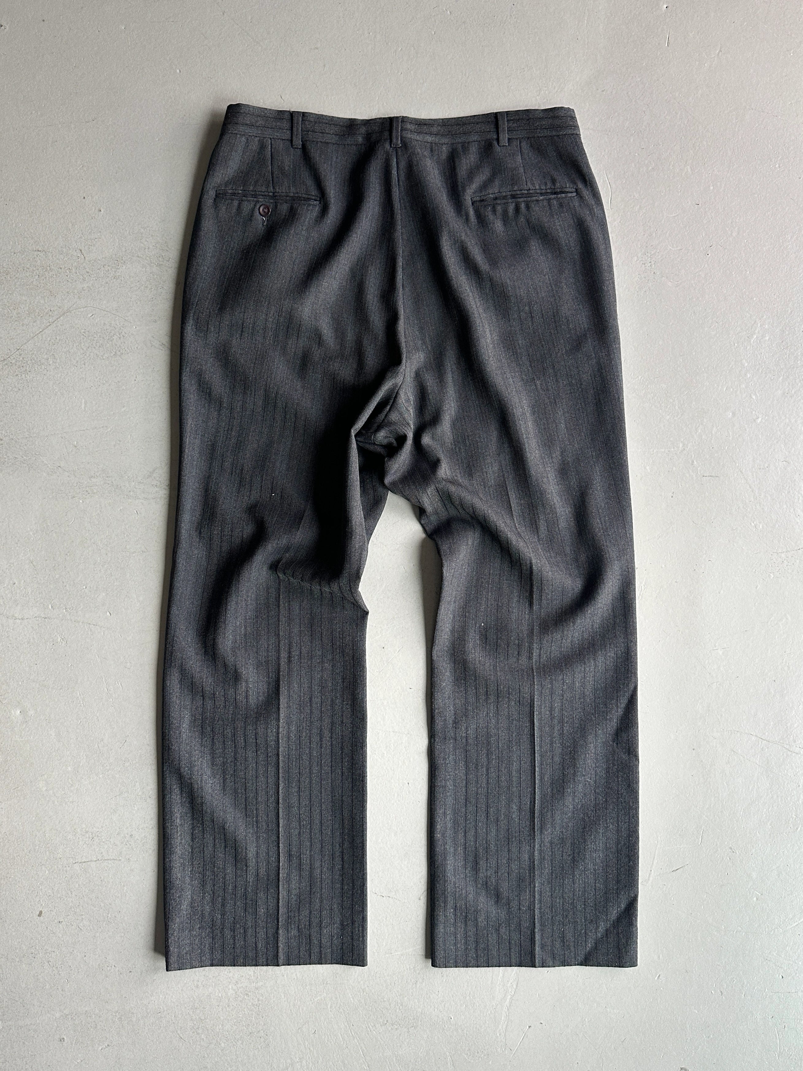 1990s PINSTRIPED STRAIGHT FIT TAILORED TROUSERS