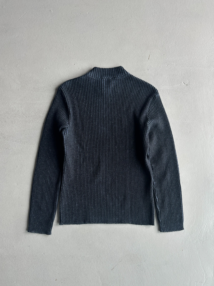 ARMANI JEANS - 1990s RIBBED KNIT MOCK NECK JUMPER