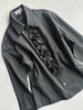 YOHJI YAMAMOTO - S/S 2003 PINSTRIPED SILK SHIRT WITH FLORAL RUFFLE DETAIL AT FRONT