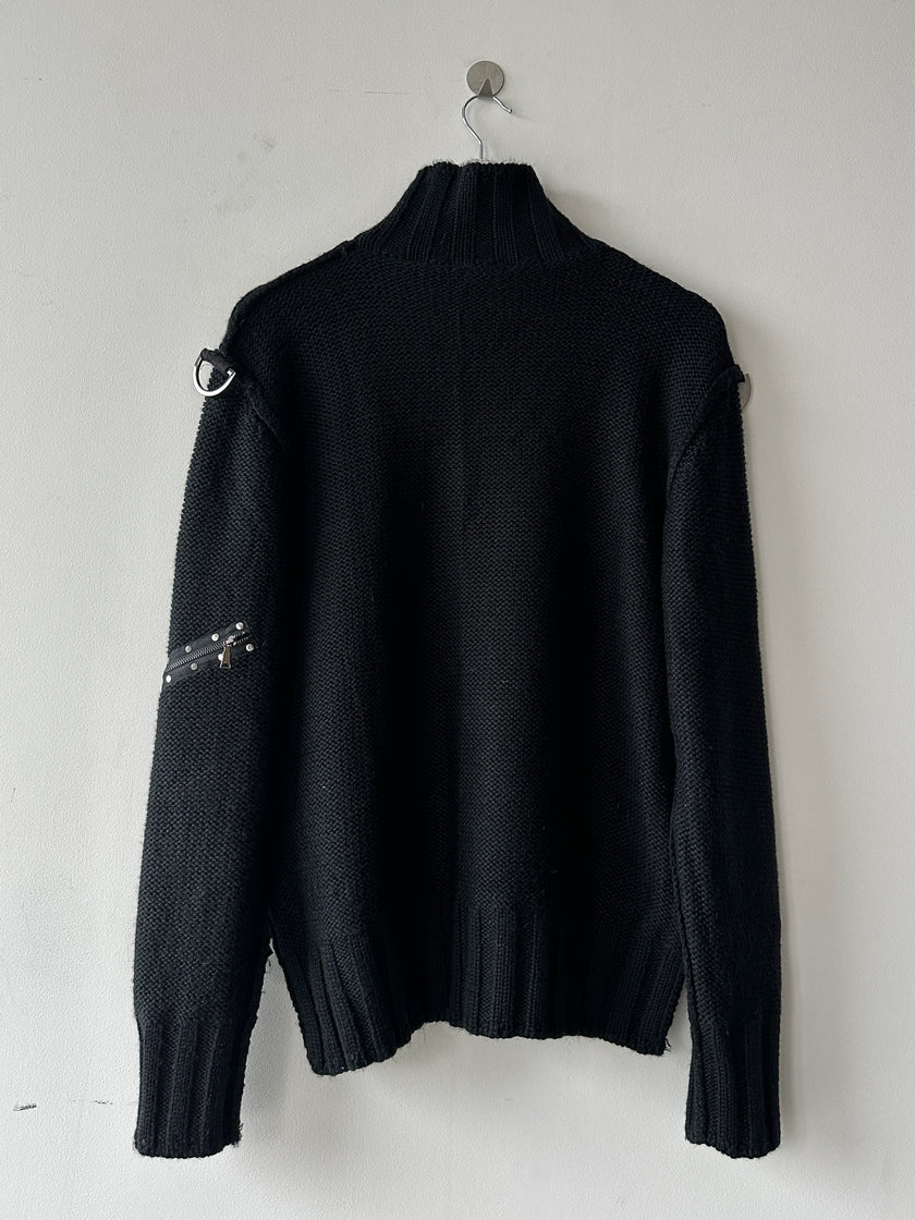 JOHN RICHMOND - F/W 2003 HIGH NECK CHUNKY KNIT BONDAGE JUMPER