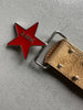ANDREW MACKENZIE - 2000s STAR BUCKLE LOGO LEATHER BELT
