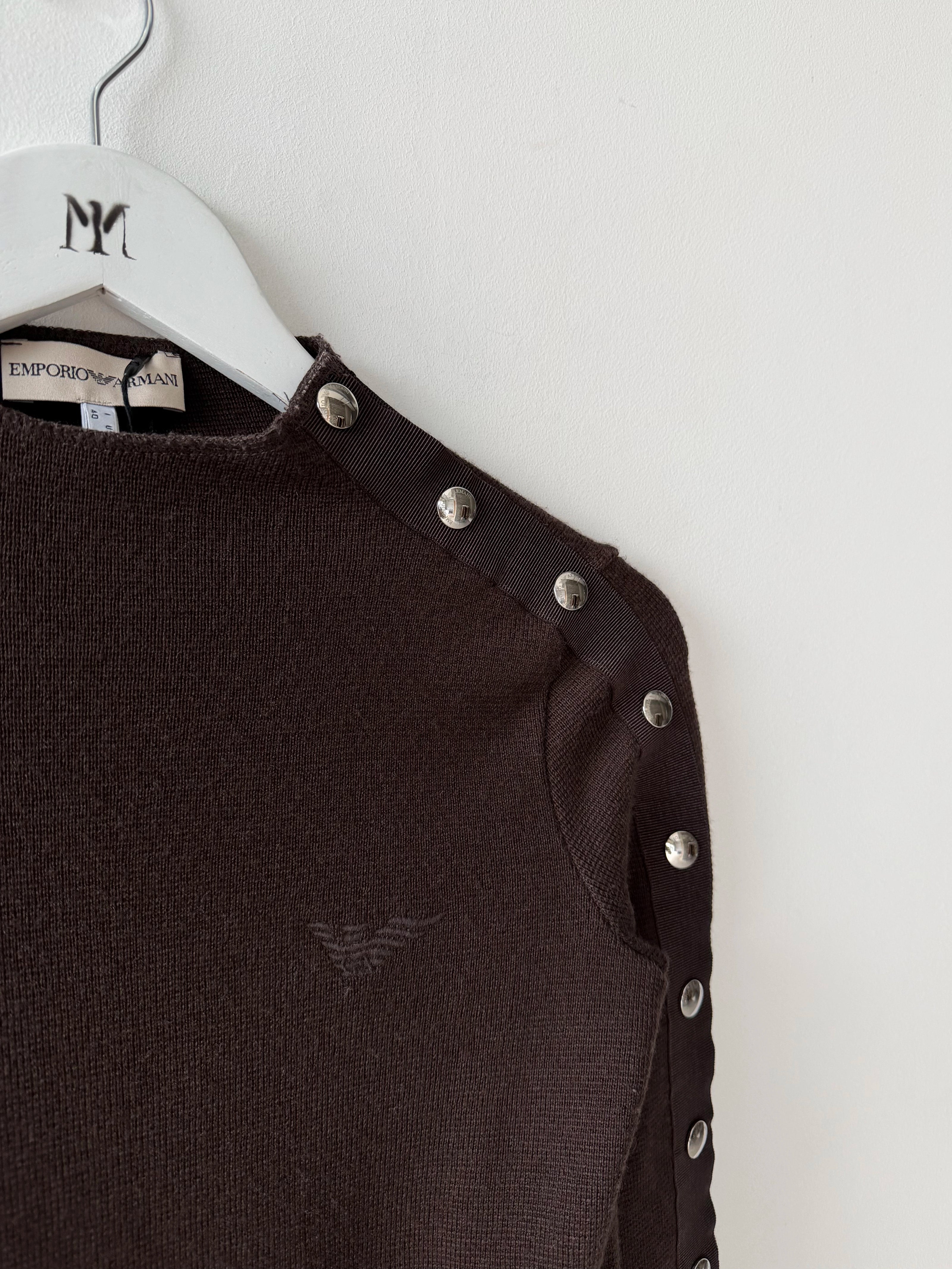 EMPORIO ARMANI - 2000s METAL BUTTON SLEEVE CROP FIT JUMPER