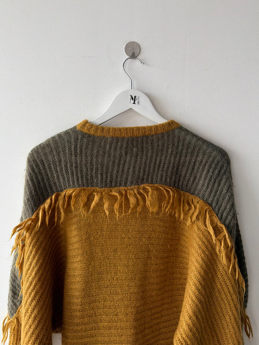 ITALIAN LABEL - 1980s CONTRASTING PANEL BATWING KNIT JUMPER
