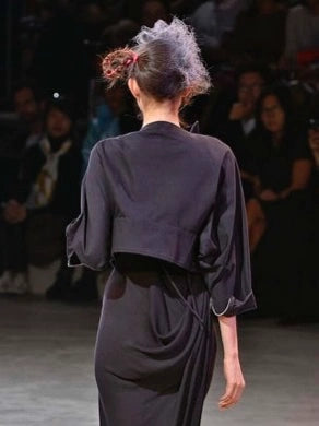 YOHJI YAMAMOTO - S/S 2014 CROPPED JACKET WITH SCULPTURAL LAPELS