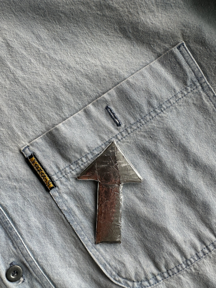 ARMANI JEANS - 1990s HALF SLEEVE DENIM SHIRT