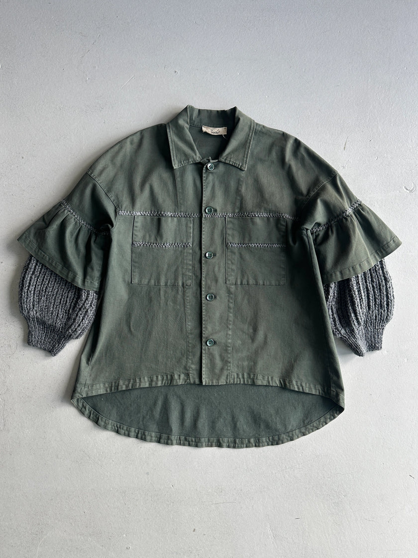 1990s ASYMMETRICAL SHIRT WITH WOOL LAYERED SLEEVE
