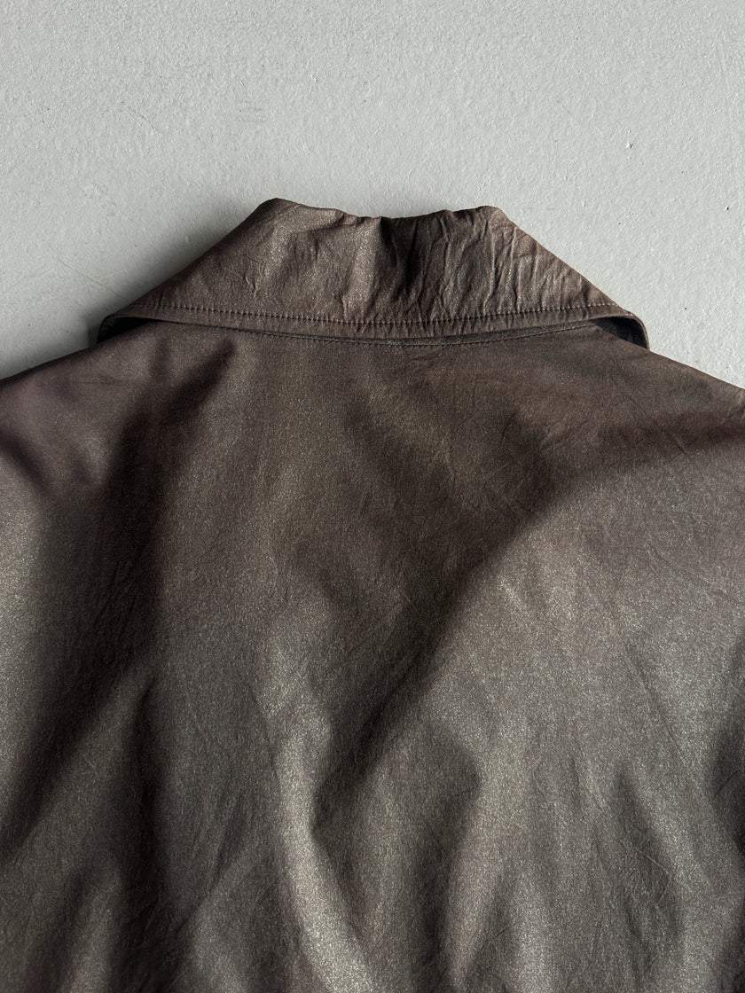 ISSEY MIYAKE - F/W 2002 METALLIC DOUBLE BREATSED TRENCH COAT