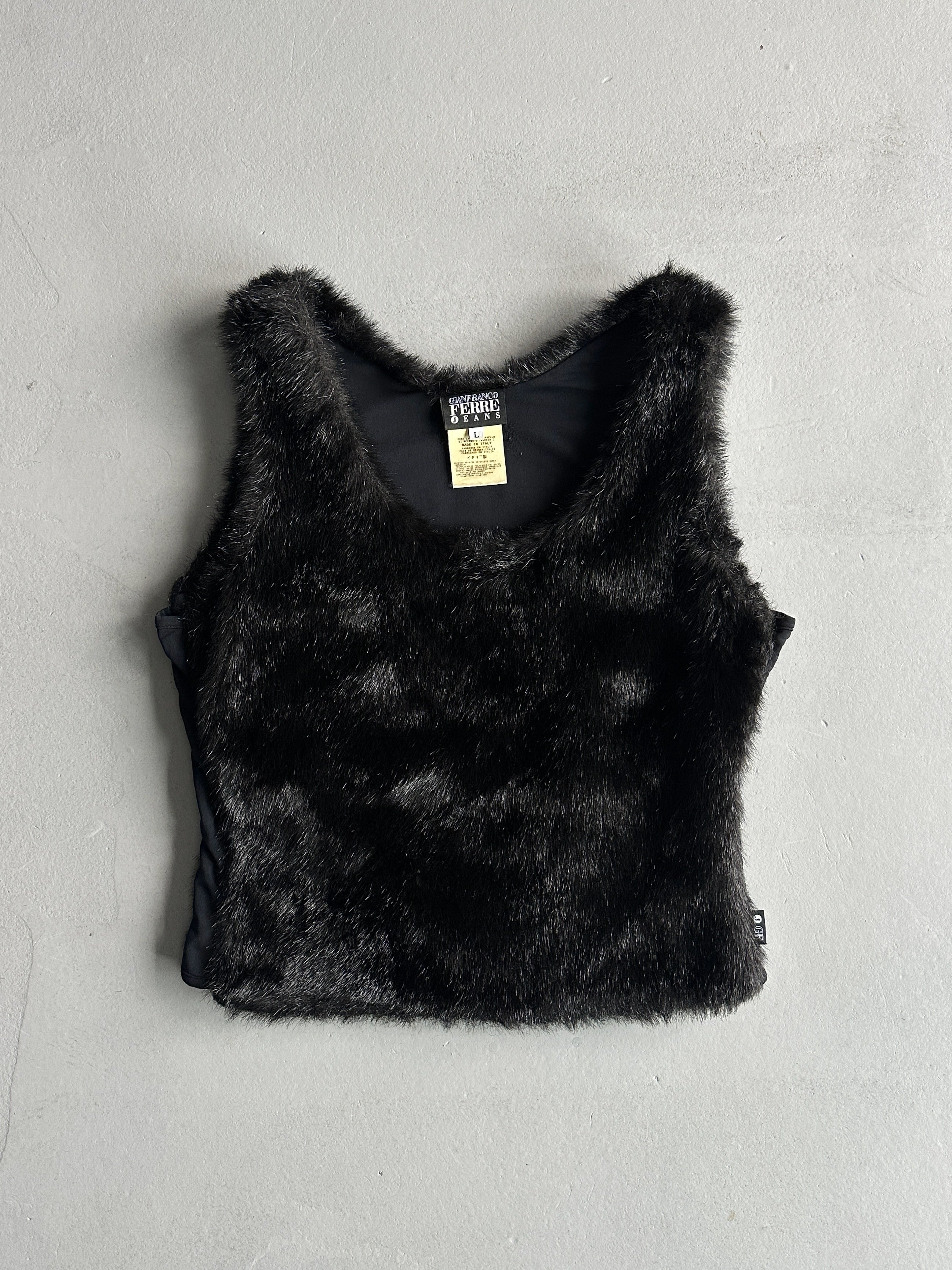 GIANFRANCO FERRÉ - 1990s FAUX FUR VEST TOP