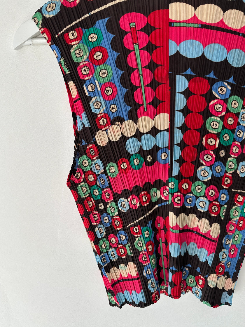 ISSEY MIYAKE - S/S 2007 COLOURFUL BILLIARDS PLEATED BUTTONED VEST TOP