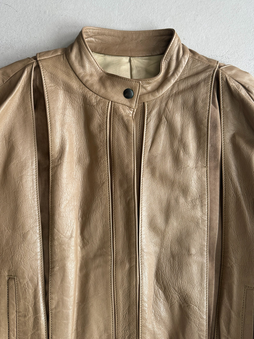 1980s BOXY FIT LEATHER PANELED JACKET