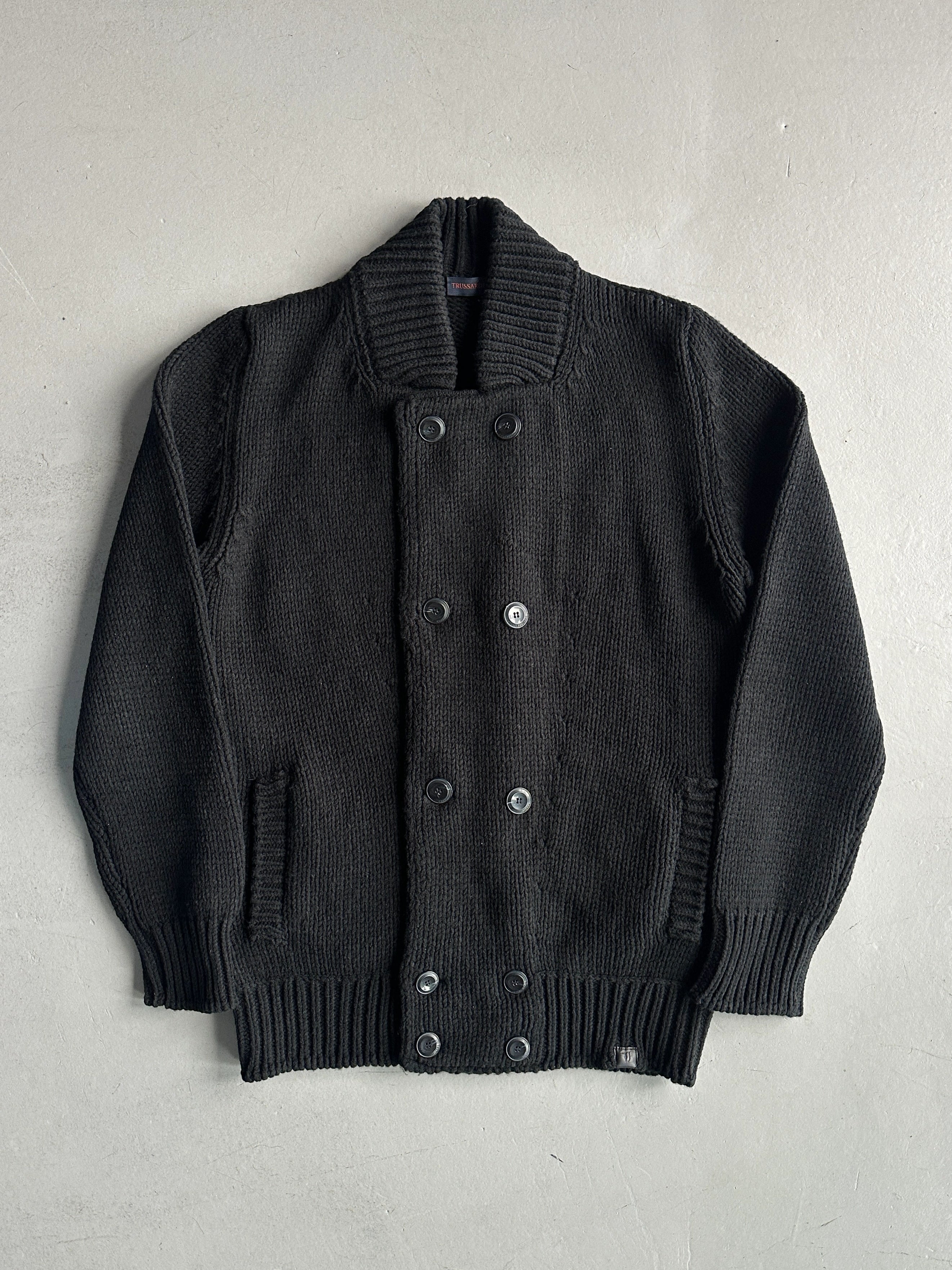 TRUSSARDI - 2000s DOUBLE BREASTED CHUNKY KNIT CARDIGAN