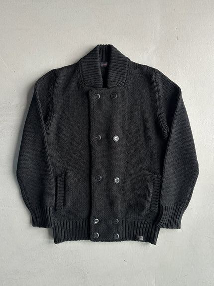 TRUSSARDI - 2000s DOUBLE BREASTED CHUNKY KNIT CARDIGAN