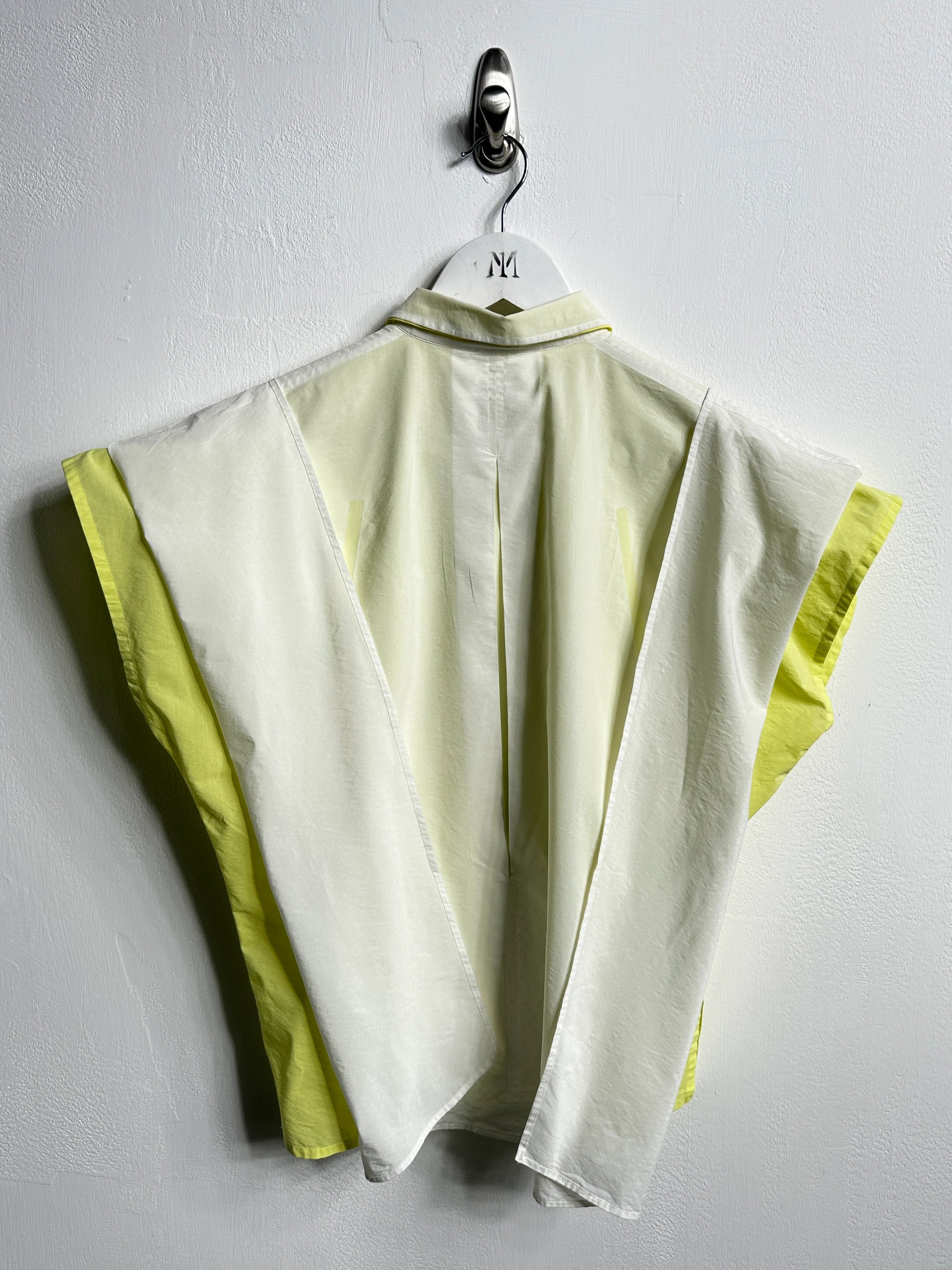 ISSEY MIYAKE - S/S 2014 LAYERED BLOUSE WITH CONTRASTING YELLOW INNERN LAYER