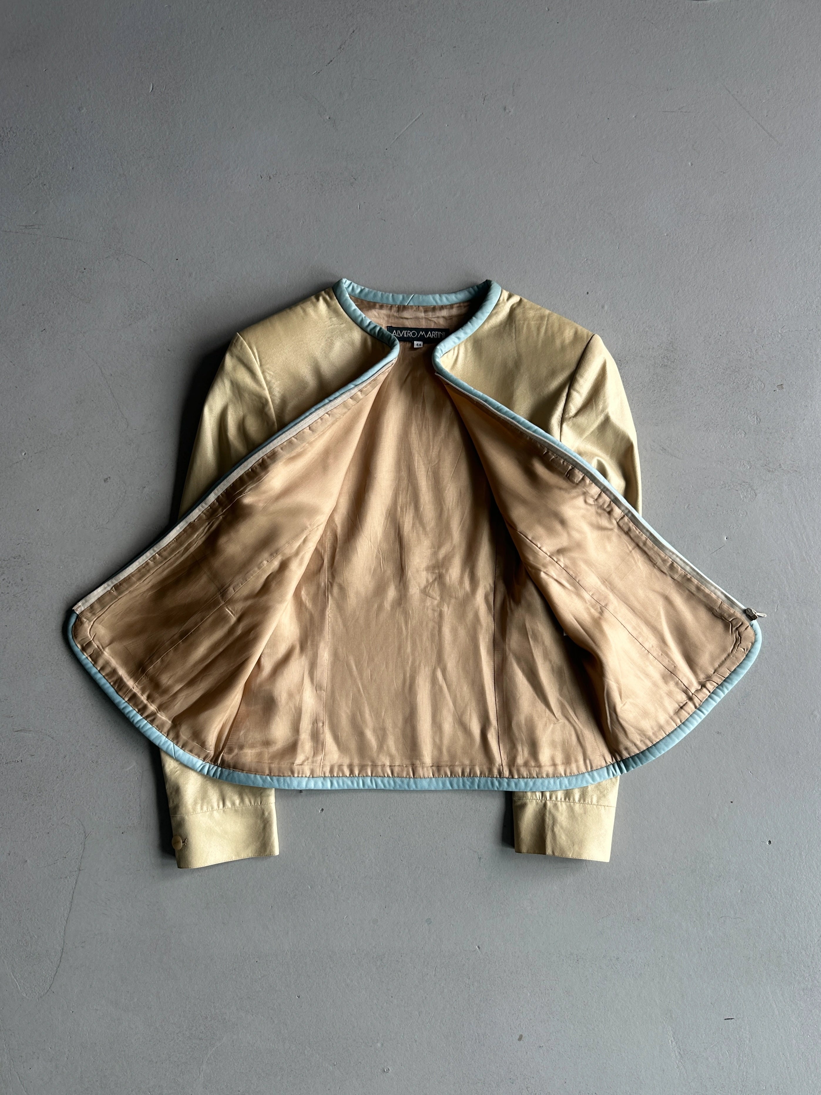 ALVIERO MARTINI - 1990s FITTED JACKET WITH PIPING DETAILS