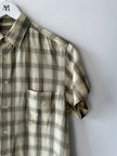 COMME DES GARÇONS - S/S 1994 CHECKED SHORT SLEEVE SHIRT WITH FLOWING DETAILS AT HEM