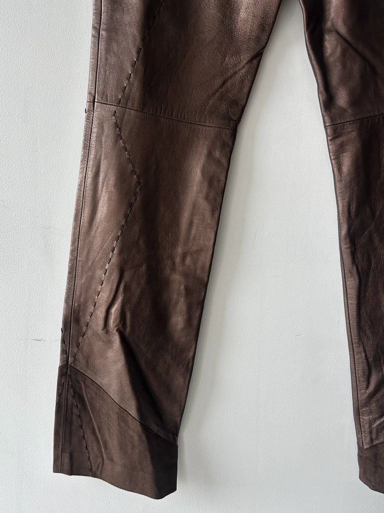 GIANFRANCO FERRÉ - early 2000s METALLIC LEATHER AND SUEDE TROUSERS