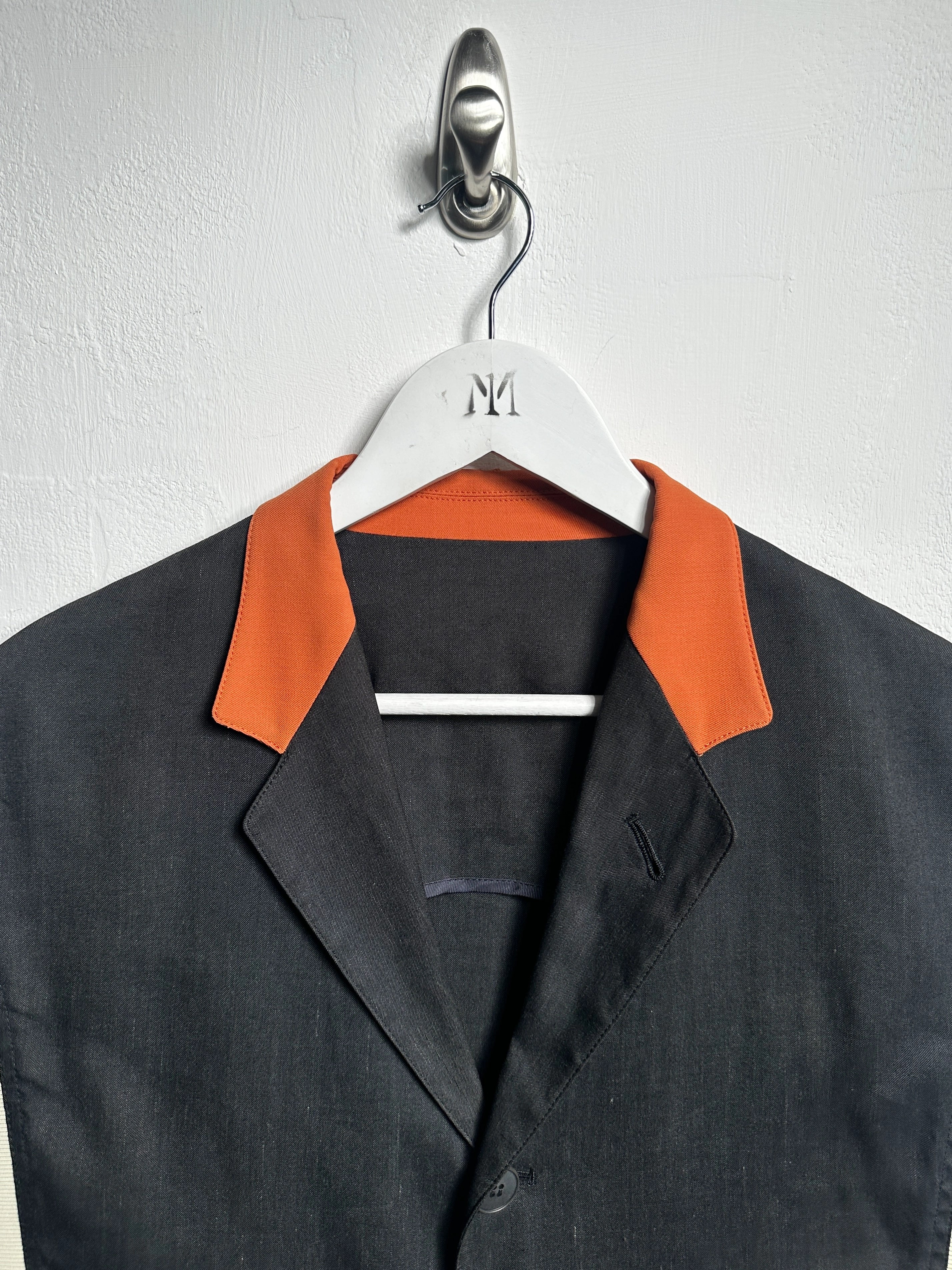 JEAN PAUL GAULTIER - 1990s PANELED LINEN BLAZER WITH CONTRASTING MESH PANELS