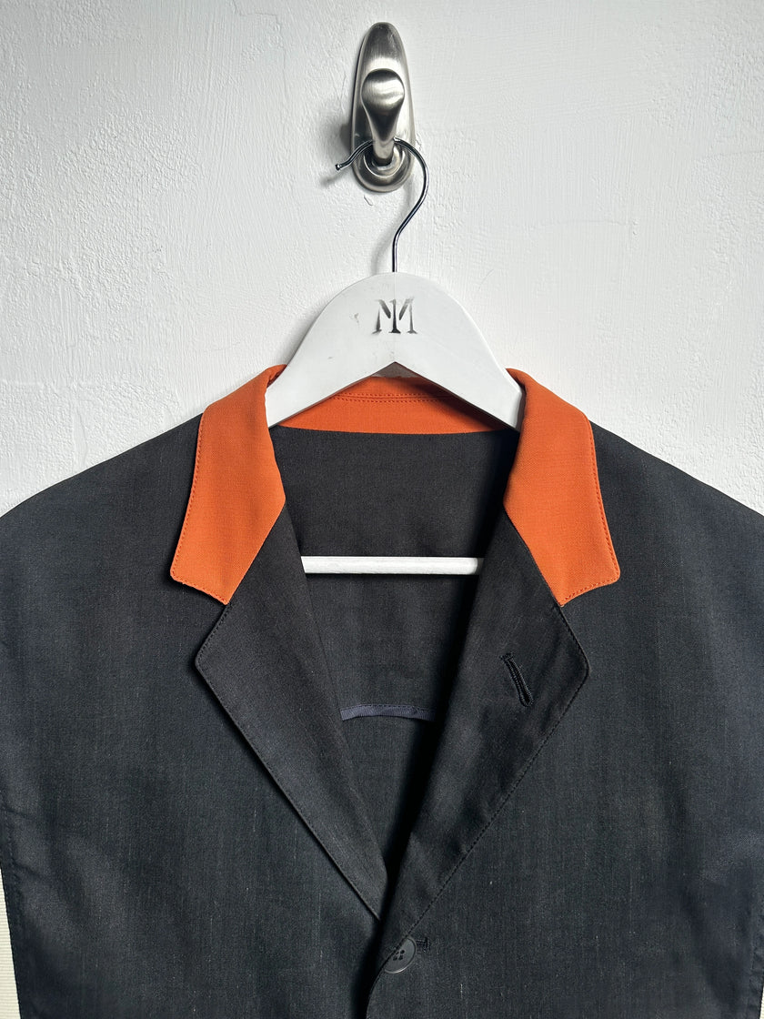JEAN PAUL GAULTIER - 1990s PANELED LINEN BLAZER WITH CONTRASTING MESH PANELS