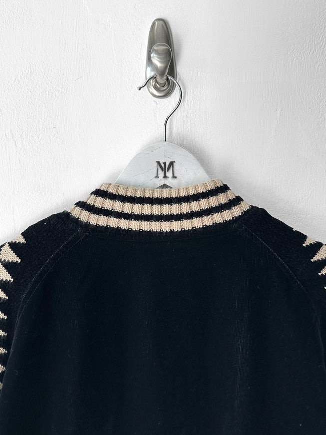 VALENTINO - 1980s CORDUROY BOMBER JACKET WITH KNITTED SHOULDER PANELS