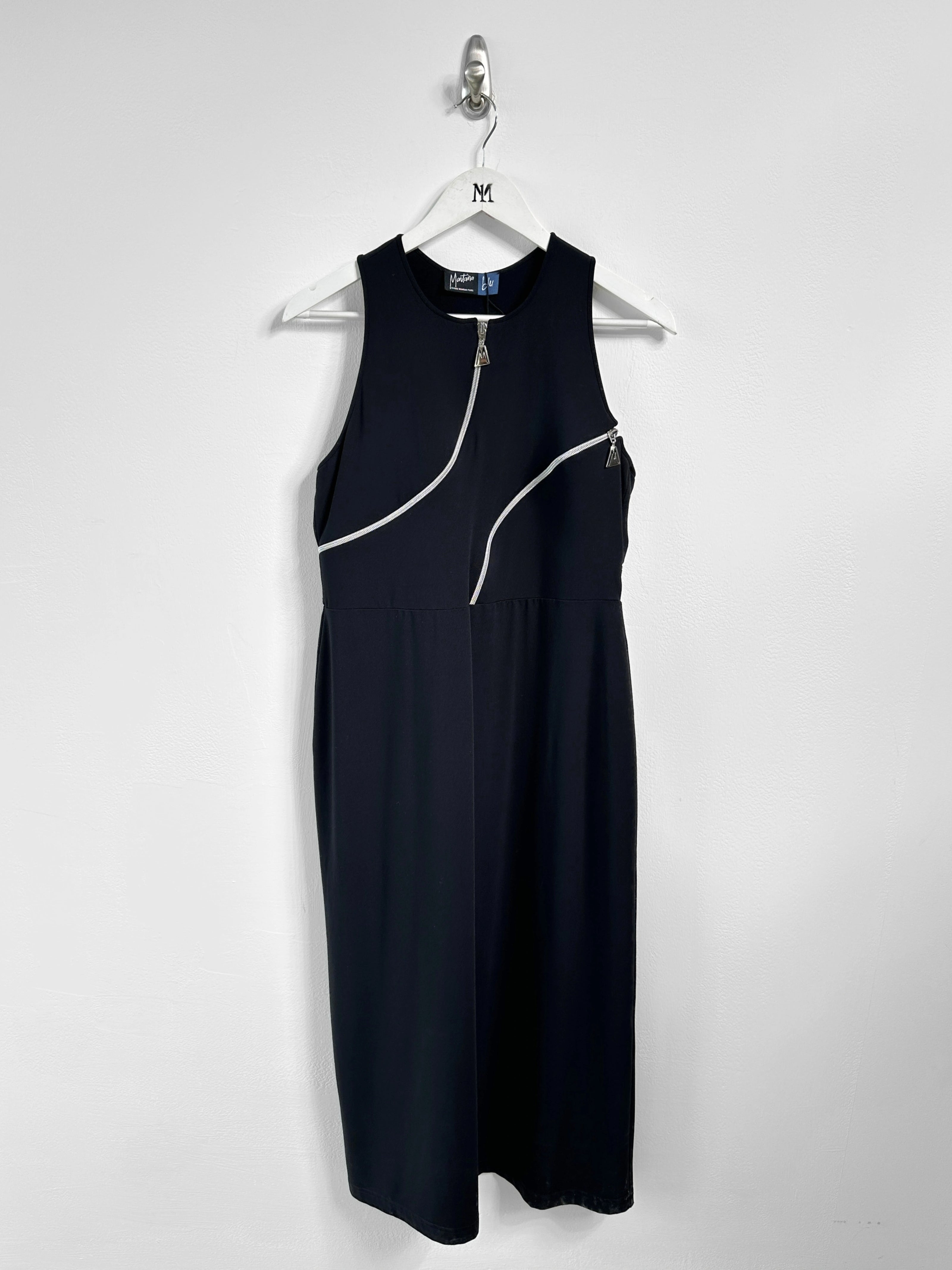 CLAUDE MONTANA - early 2000s JERSEY DRESS WITH ZIP DETAILING