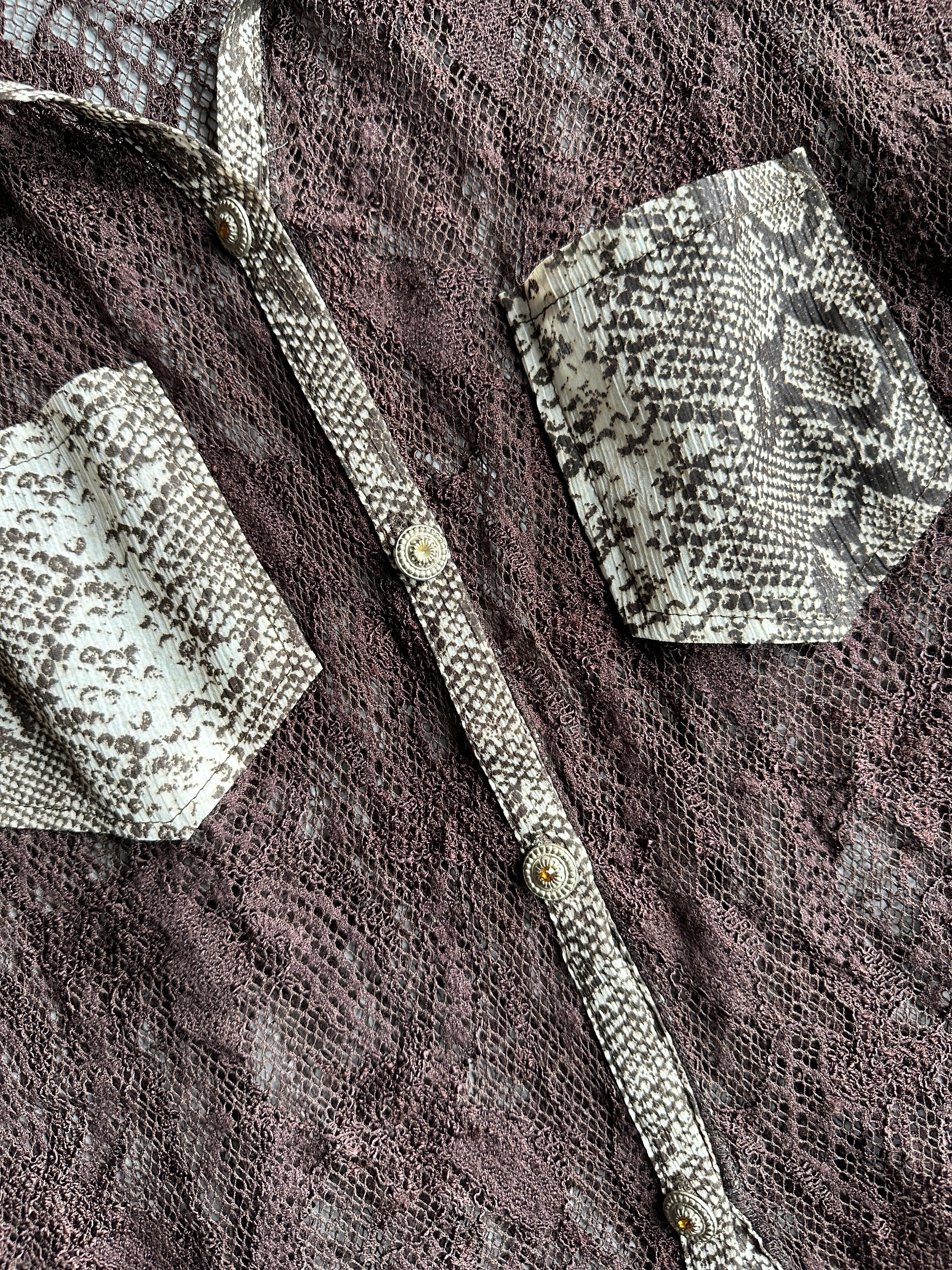 2000s LACE SHIRT WITH SNAKESKIN DETAILS