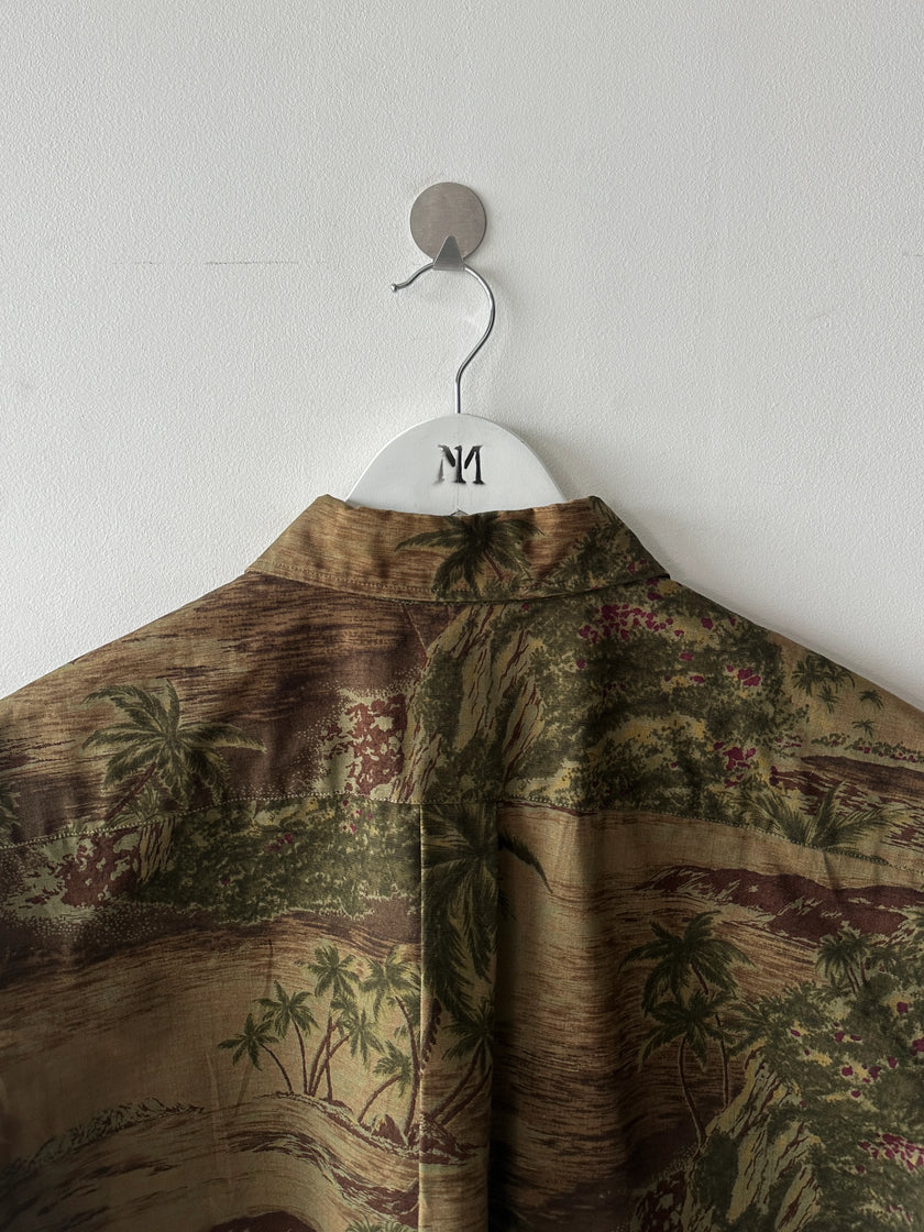 A.P.C. - S/S 2004 TROPICAL PRINT TEXTURED SHORT SLEEVE SHIRT