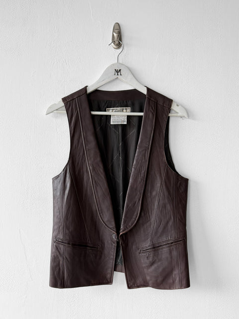 KATHARINE HAMNETT - 1990s LEATHER VEST