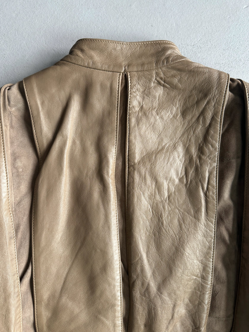 1980s BOXY FIT LEATHER PANELED JACKET