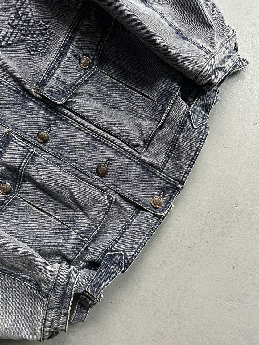 ARMANI JEANS - early 1990s WOOL LINING DENIM BOMBER JACKET