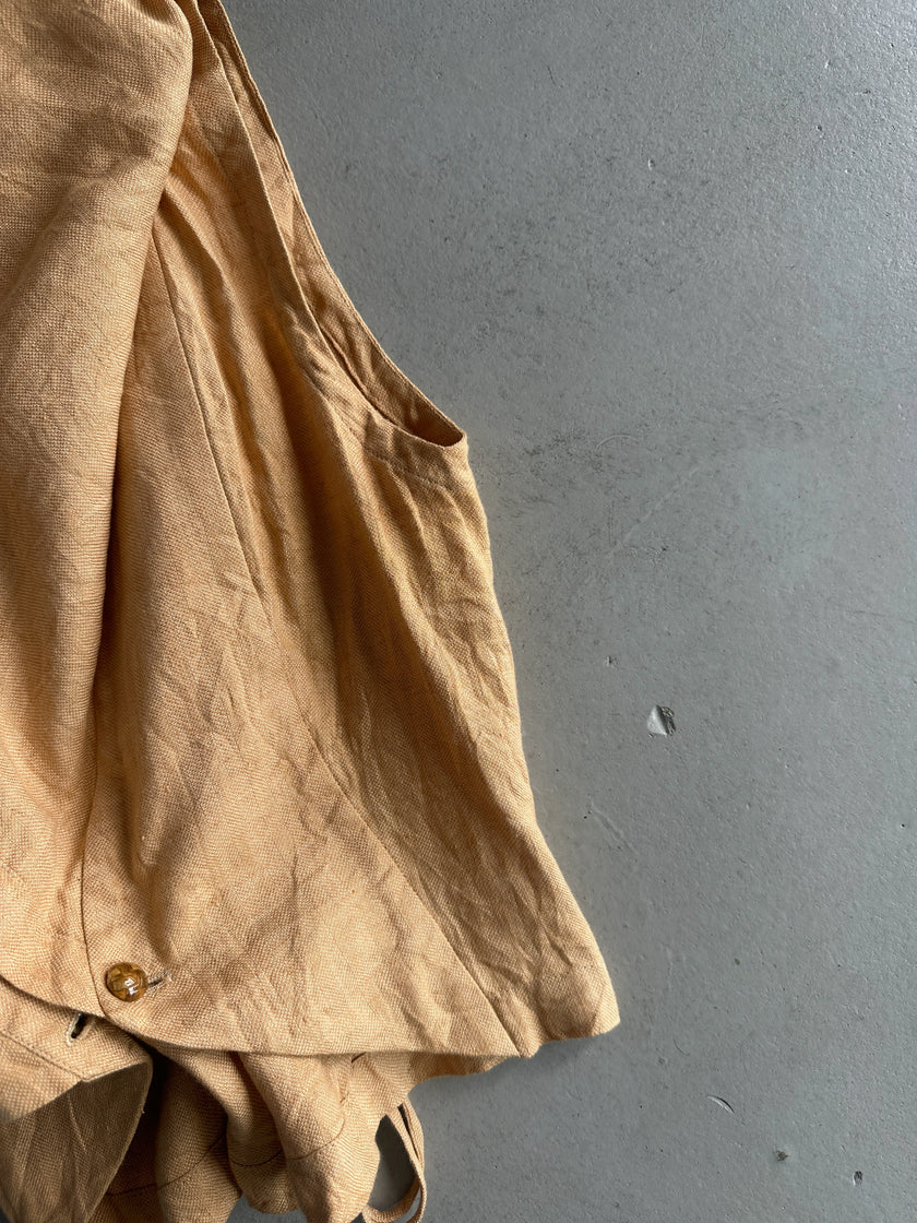 ISSEY MIYAKE - 1990s CROP FIT LINEN CAPE BLOUSE