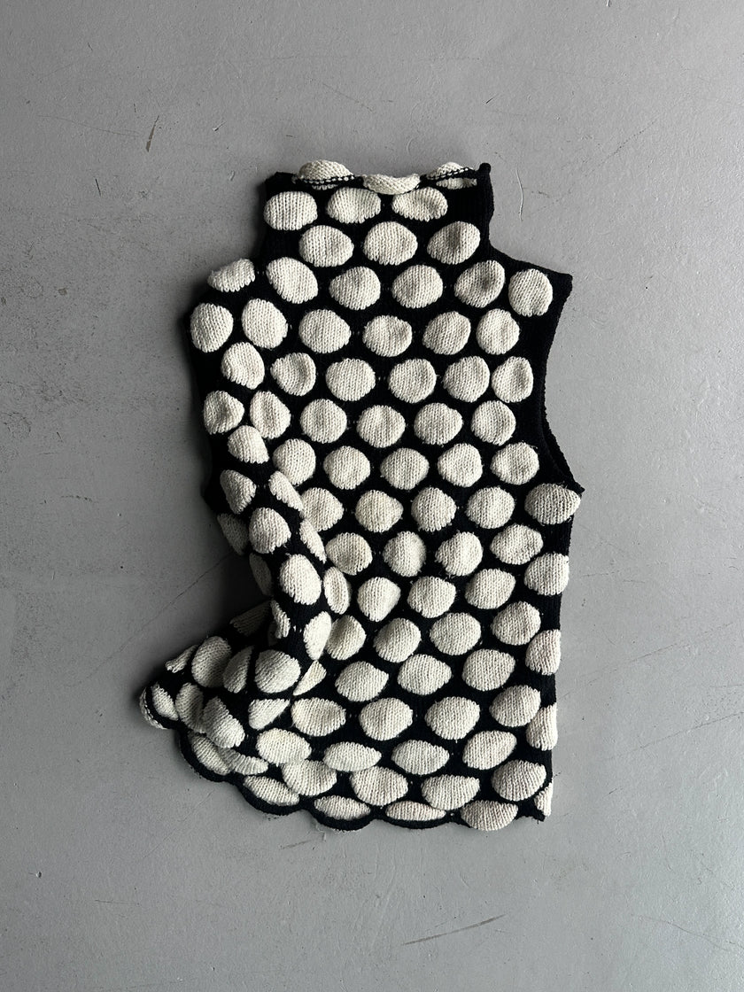 EMPORIO ARMANI - F/W 2002 BUBBLE FRONT HIGH NECK VEST KNIT TOP