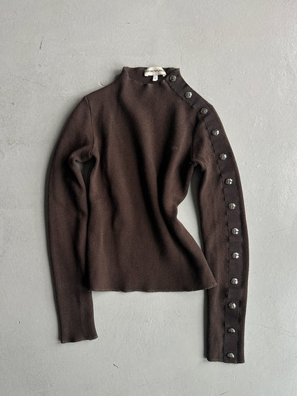 EMPORIO ARMANI - 2000s METAL BUTTON SLEEVE CROP FIT JUMPER