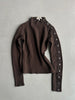 EMPORIO ARMANI - 2000s METAL BUTTON SLEEVE CROP FIT JUMPER