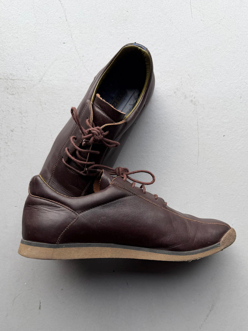 KENZO - 1990s SQUARE TOE LEATHER TRAINERS