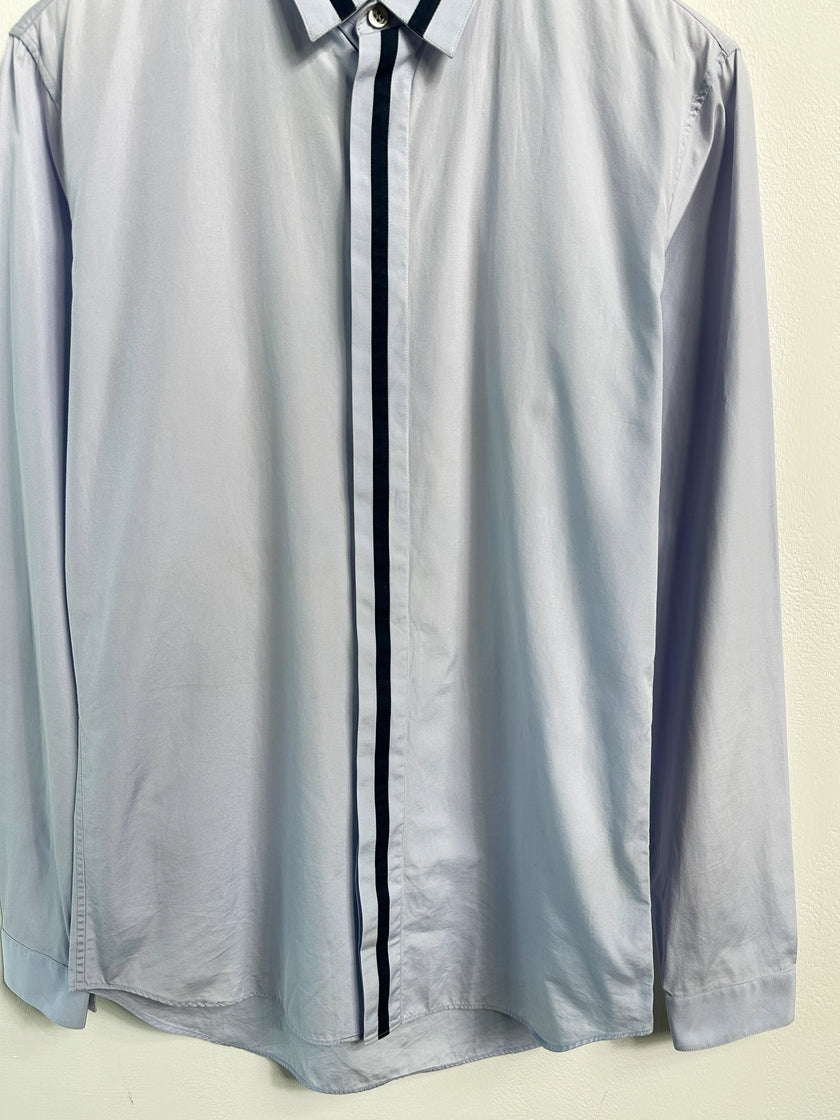 DIOR - late 2010s LONG SLEEVE SHIRT WITH CONTRAST STRIPE DETAILING AT FRONT AND COLLAR