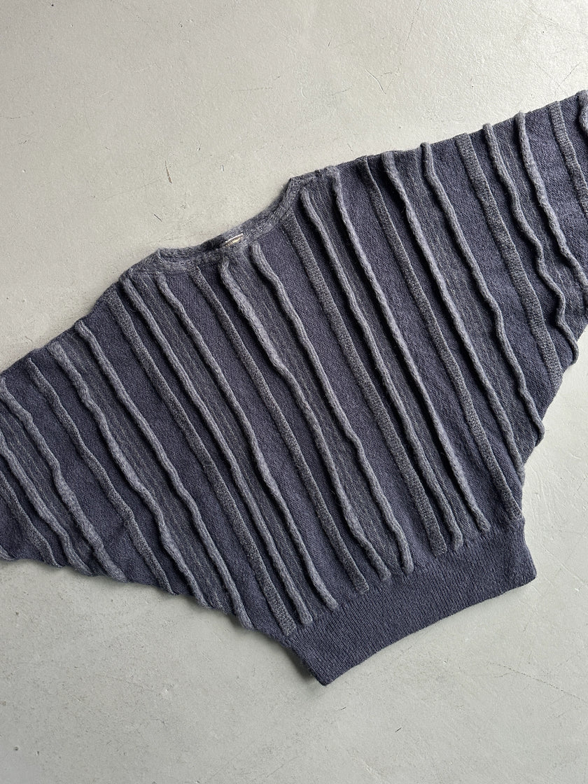 ISSEY MIYAKE - 1980s 3D BATWING SLEEVE KNIT JUMPER