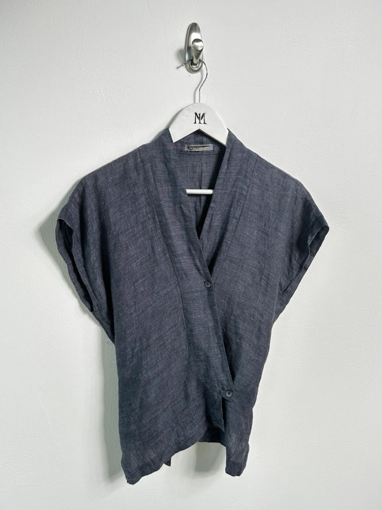 ISSEY MIYAKE - 1980s HEMP WRAP TOP WITH BACK WAIST